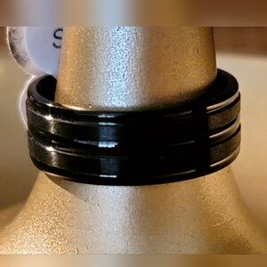 Stainless steel wedding band ring black 10 11 13